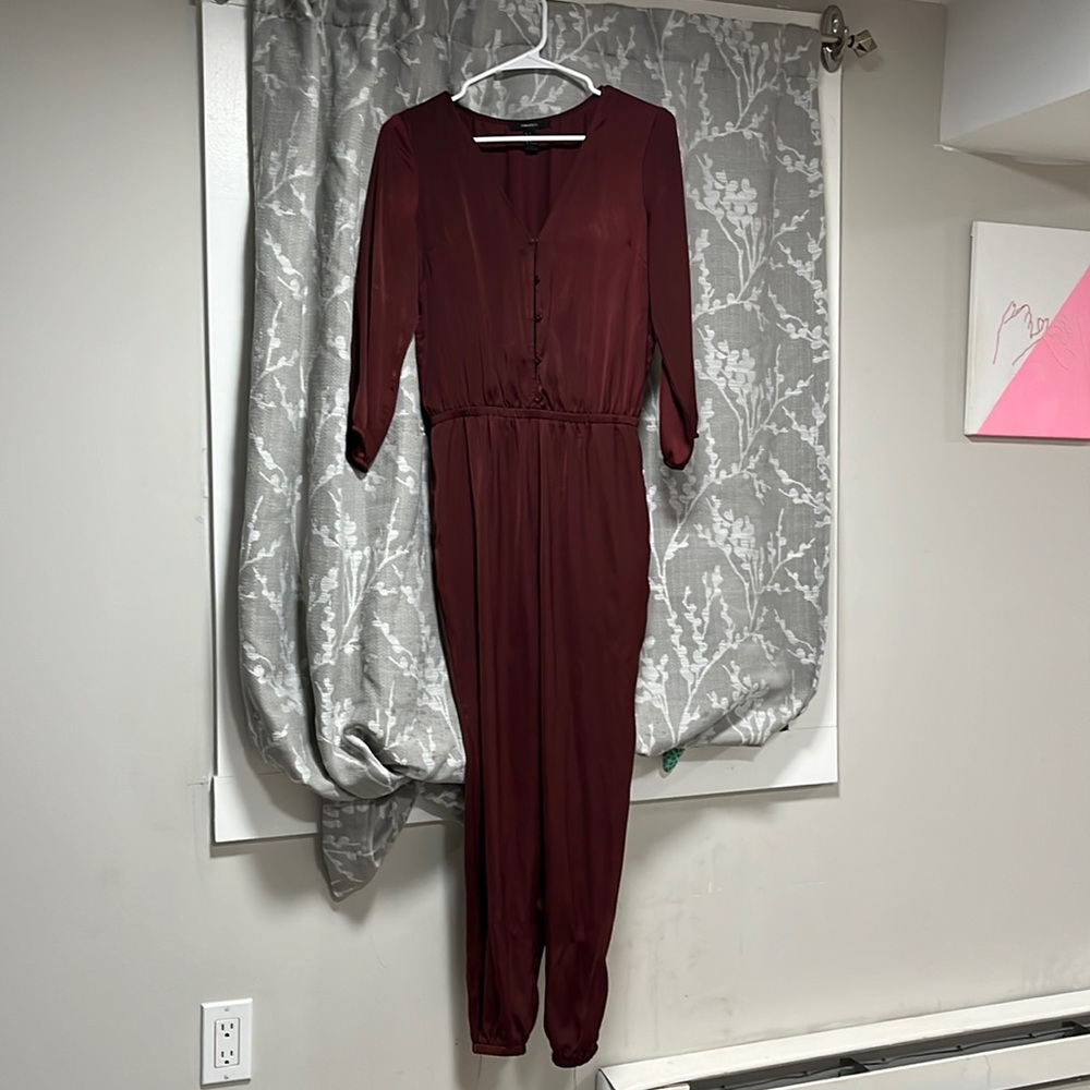 Small maroon Forever 21 satin jumpsuit